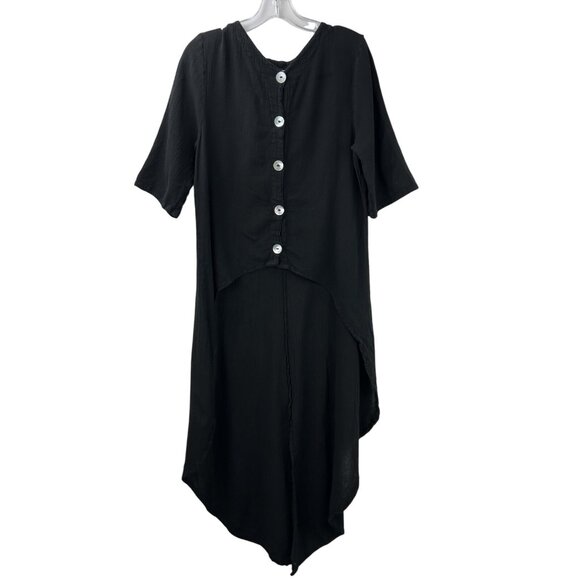 Oh My Gauze! Dresses & Skirts - Oh My Gauze Florida Womens Size 1 Black Button Down Tunic Dress Boho Asymmetric